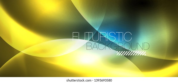 Blue neon bubbles and circles abstract background, futuristic magic techno design, vector