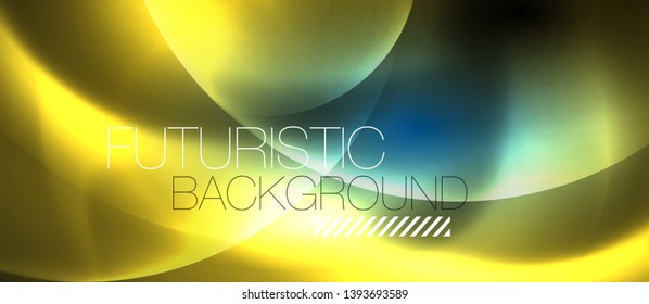 Blue neon bubbles and circles abstract background, futuristic magic techno design, vector