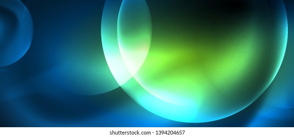 Blauneonblasen und Kreise abstrakter Hintergrund, futuristisches Zaubertechno-Design, Vektorgrafik