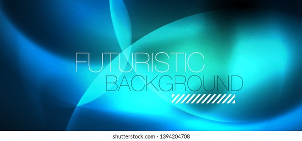 Burbujas de neón azul y círculos de fondo abstracto, diseño tecnológico mágico futurista, vector