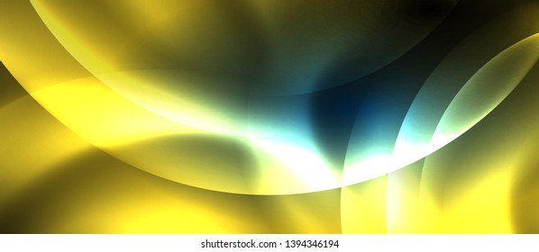 Blue neon bubbles and circles abstract background, futuristic magic techno design, vector
