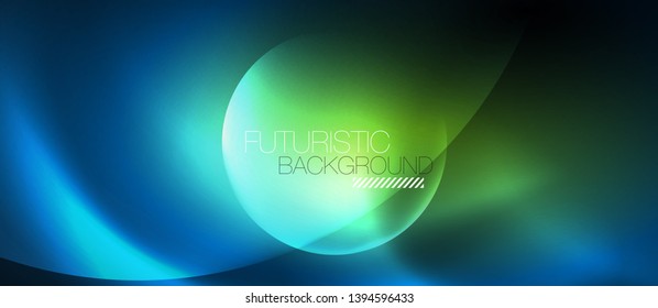 Burbujas de neón azul y círculos de fondo abstracto, diseño tecnológico mágico futurista, vector