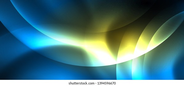 Blauneonblasen und Kreise abstrakter Hintergrund, futuristisches Zaubertechno-Design, Vektorgrafik