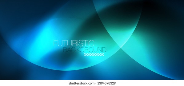 Burbujas de neón azul y círculos de fondo abstracto, diseño tecnológico mágico futurista, vector