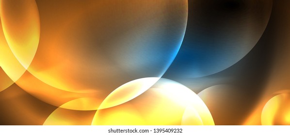 Burbujas de neón azul y círculos de fondo abstracto, diseño tecnológico mágico futurista, vector