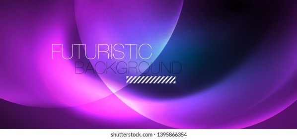 Blue neon bubbles and circles abstract background, futuristic magic techno design, vector