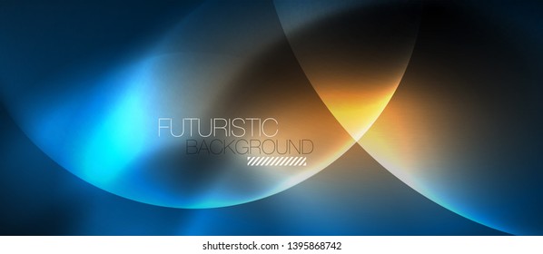 Burbujas de neón azul y círculos de fondo abstracto, diseño tecnológico mágico futurista, vector