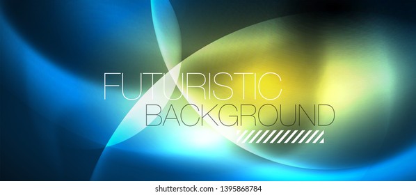 Blue neon bubbles and circles abstract background, futuristic magic techno design, vector