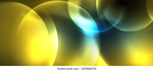 Burbujas de neón azul y círculos de fondo abstracto, diseño tecnológico mágico futurista, vector