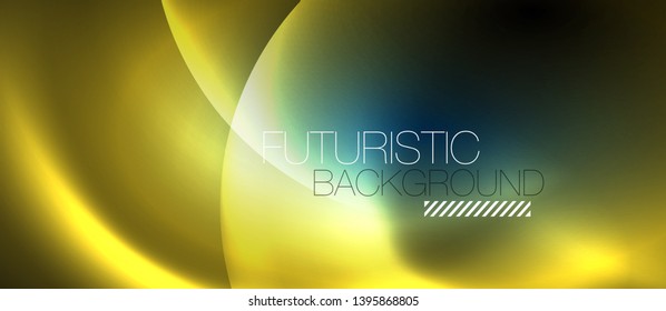 Blue neon bubbles and circles abstract background, futuristic magic techno design, vector