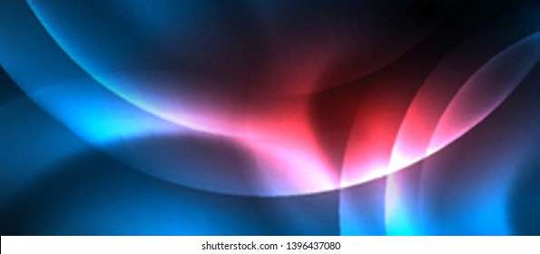 Blue neon bubbles and circles abstract background, futuristic magic techno design, vector - Shutterstock ID 1396437080
