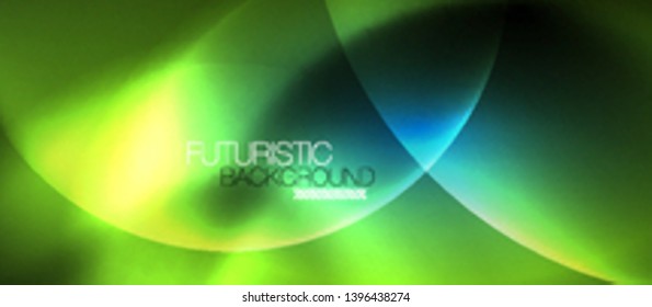 Burbujas de neón azul y círculos de fondo abstracto, diseño tecnológico mágico futurista, vector