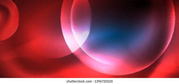 Blue neon bubbles and circles abstract background, futuristic magic techno design, vector