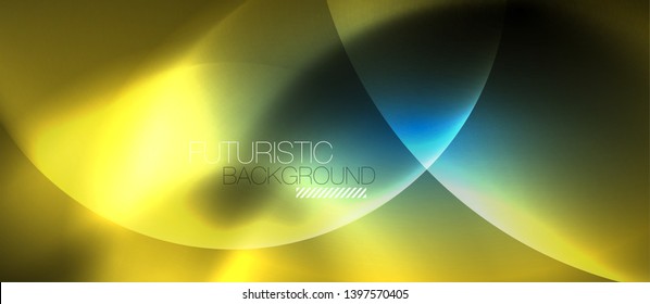 Blue neon bubbles and circles abstract background, futuristic magic techno design, vector