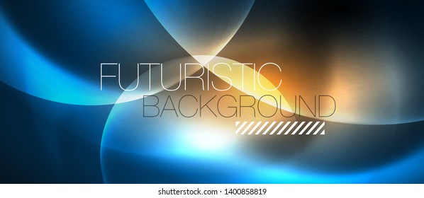 Blue neon bubbles and circles abstract background, futuristic magic techno design, vector