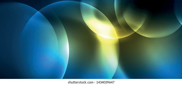 Burbujas de neón azul y círculos de fondo abstracto, diseño tecnológico mágico futurista, vector