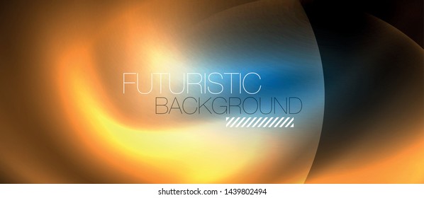 Blue neon bubbles and circles abstract background, futuristic magic techno design, vector