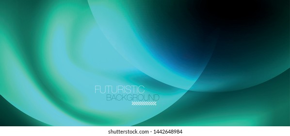 Blue neon bubbles and circles abstract background, futuristic magic techno design, vector