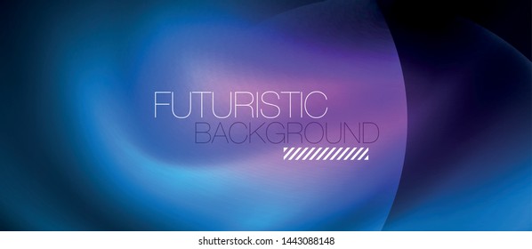 Blue neon bubbles and circles abstract background, futuristic magic techno design, vector
