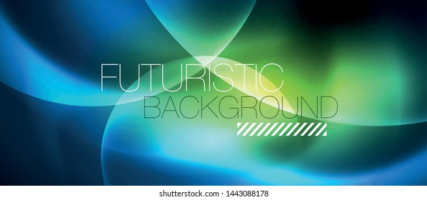 Blue neon bubbles and circles abstract background, futuristic magic techno design, vector