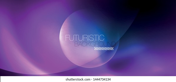 Blue neon bubbles and circles abstract background, futuristic magic techno design, vector