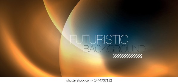 Blue neon bubbles and circles abstract background, futuristic magic techno design, vector