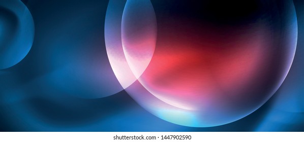 Burbujas de neón azul y círculos de fondo abstracto, diseño tecnológico mágico futurista, vector