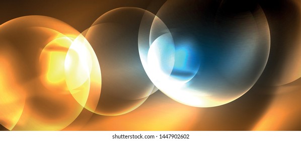 Blue neon bubbles and circles abstract background, futuristic magic techno design, vector