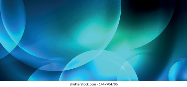 Blue neon bubbles and circles abstract background, futuristic magic techno design, vector