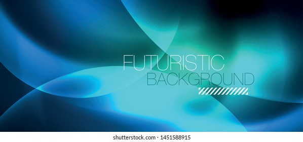 Blauneonblasen und Kreise abstrakter Hintergrund, futuristisches Zaubertechno-Design, Vektorgrafik