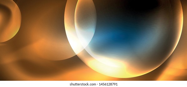 Blue neon bubbles and circles abstract background, futuristic magic techno design, vector