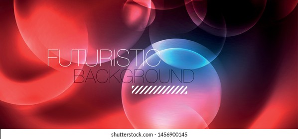Blauneonblasen und Kreise abstrakter Hintergrund, futuristisches Zaubertechno-Design, Vektorgrafik