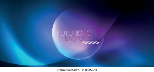 Burbujas de neón azul y círculos de fondo abstracto, diseño tecnológico mágico futurista, vector