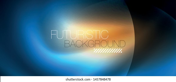 Blue neon bubbles and circles abstract background, futuristic magic techno design, vector