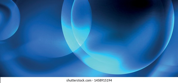 Blauneonblasen und Kreise abstrakter Hintergrund, futuristisches Zaubertechno-Design, Vektorgrafik