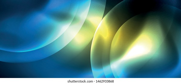Blue neon bubbles and circles abstract background, futuristic magic techno design, vector