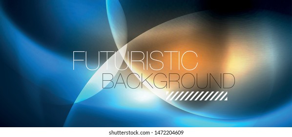Blue neon bubbles and circles abstract background, futuristic magic techno design, vector