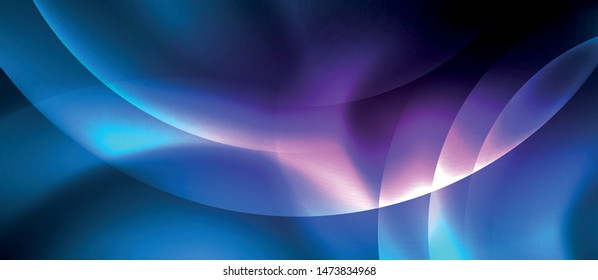 Blue neon bubbles and circles abstract background, futuristic magic techno design, vector