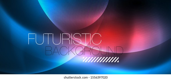 Burbujas de neón azul y círculos de fondo abstracto, diseño tecnológico mágico futurista, vector