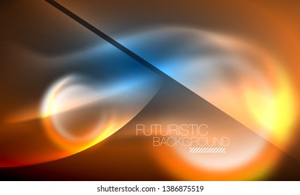Blue neon bubbles and circles futuristic abstract background, modern shiny glowing space lights template