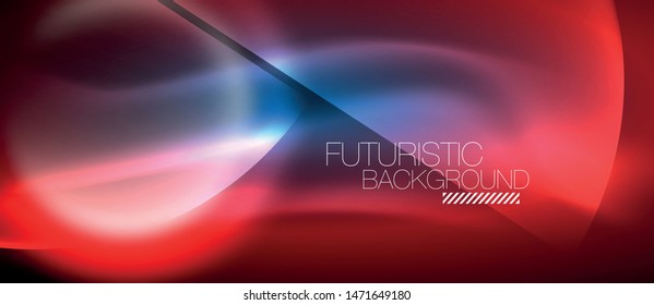 Blue neon bubbles and circles futuristic abstract background, modern shiny glowing space lights template