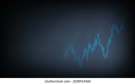 Anuncio de neón azul y gráfico gráfico gráfico gráfico de inversión del mercado bursátil mundial bolsa de valores punto alcista de la tendencia del mercado de oso vector de la tendencia del gráfico con fondo negro del mapa mundial