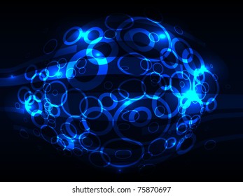 Blue neon card. Vector illustration