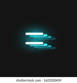 Blue neon character font on black background with reflections, vector illustration