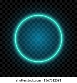 Blue Neon Circle, Frame, Isolated On Transparent Background, Vector Illustration.