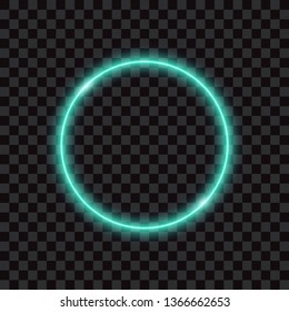 Blue neon circle, frame, vector illustration.