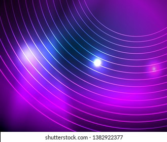 Círculos de neón azul, líneas circulares abstractas. Fondo de patrón abstracto del vector de círculo brillante