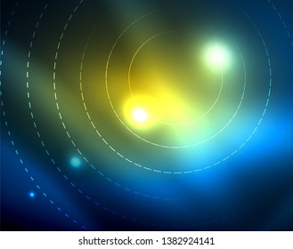 Círculos de neón azul, líneas circulares abstractas. Fondo de patrón abstracto del vector de círculo brillante