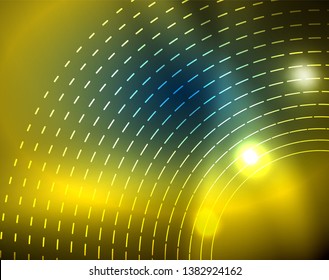 Círculos de neón azul, líneas circulares abstractas. Fondo de patrón abstracto del vector de círculo brillante