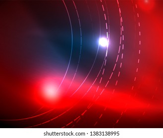 Blue neon circles, abstract circular lines. Glowing circle vector abstract pattern background